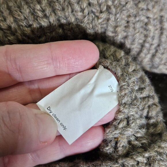 J.Crew Vintage Thick Handknit Wool Sweater L Brown Striped Fisherman Pullover - Picture 5 of 8